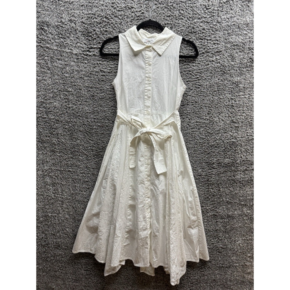 Marissa Webb White Button Up Hem‎ Sleeveless Midi Dress Size 2